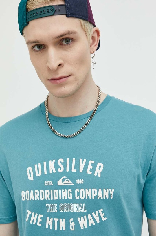Quiksilver t-shirt bawełniany turkusowy EQYZT07218