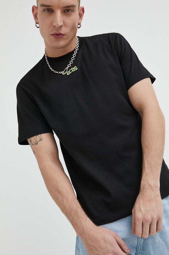 GCDS t-shirt in cotone applique nero CC94M130103