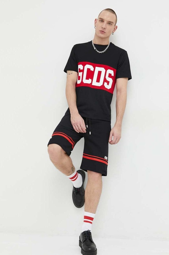 Βαμβακερό μπλουζάκι GCDS CC94M130146 μαύρο SS23