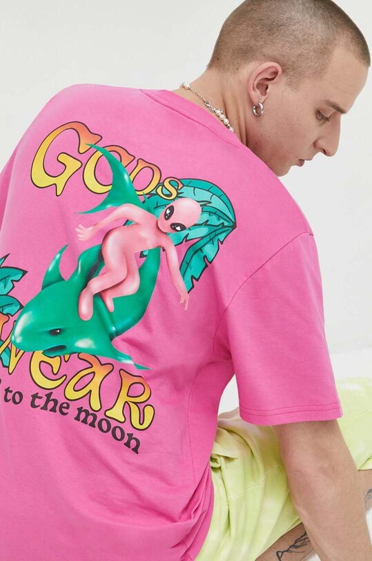 GCDS t-shirt bawełniany nadruk różowy SS23M130653