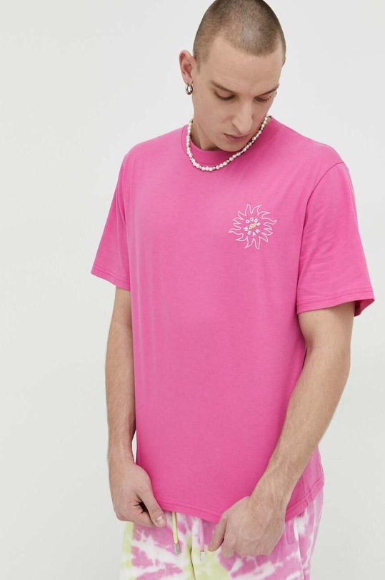 GCDS t-shirt bawełniany SS23M130653 różowy SS23