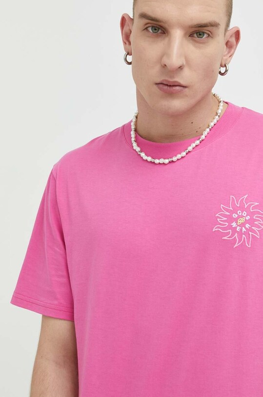 GCDS t-shirt bawełniany różowy SS23M130653