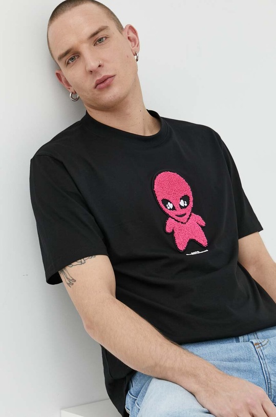 GCDS t-shirt bawełniany regular czarny SS23U130183