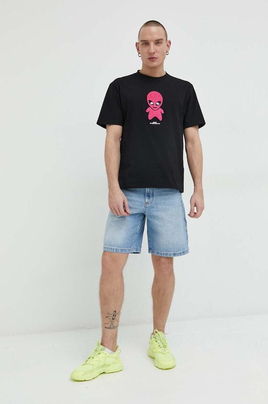 GCDS t-shirt bawełniany SS23U130183 czarny SS23