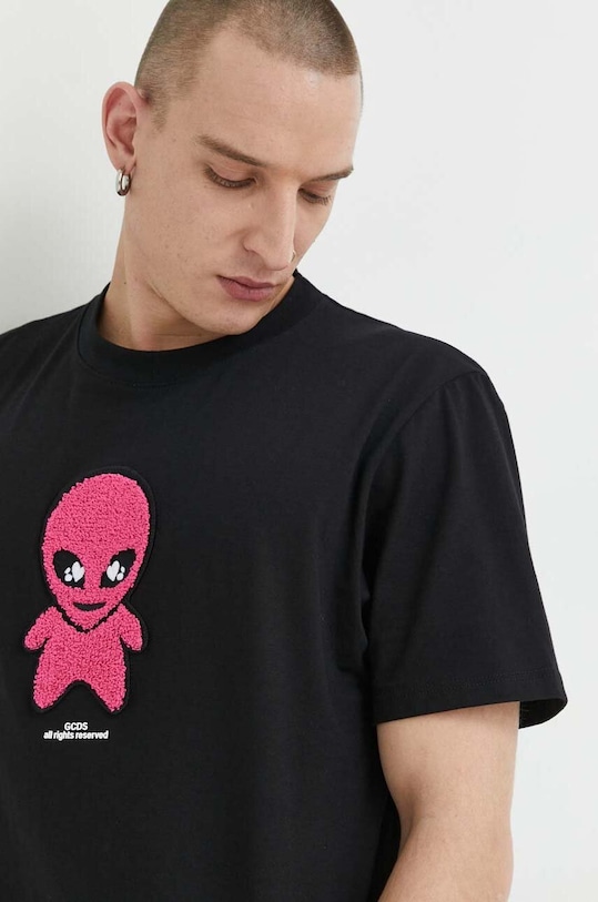 GCDS t-shirt bawełniany czarny SS23U130183