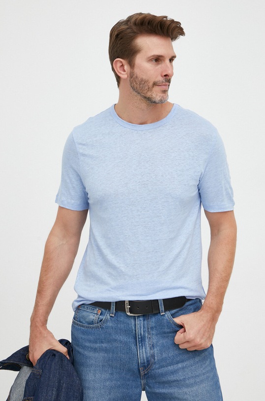 Plátěné tričko BOSS hladký modrá 50486212