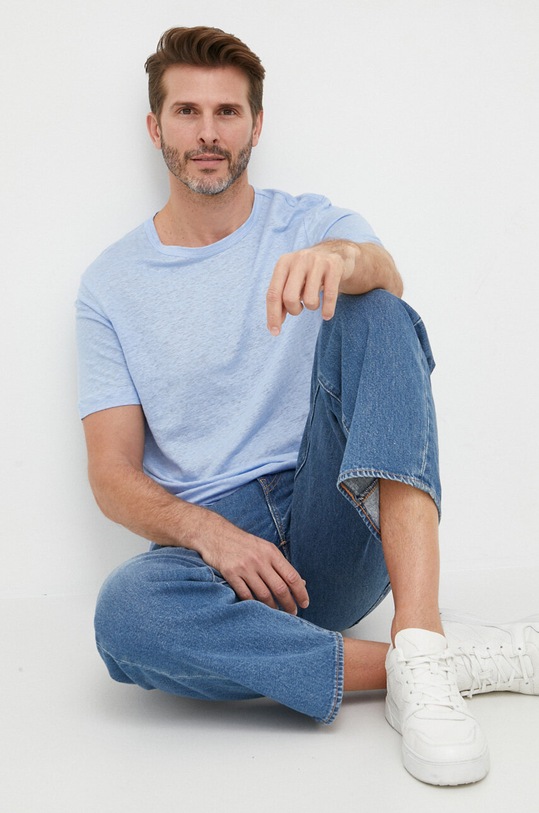 Plátěné tričko BOSS 50486212 modrá SS23