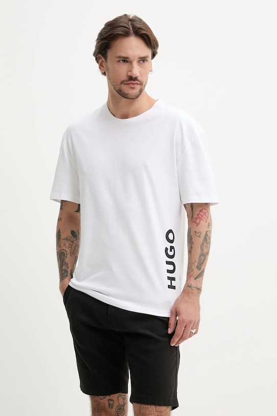 HUGO t-shirt plażowy nadruk biały 50493727