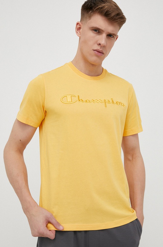 Champion t-shirt bawełniany bawełna żółty 218490