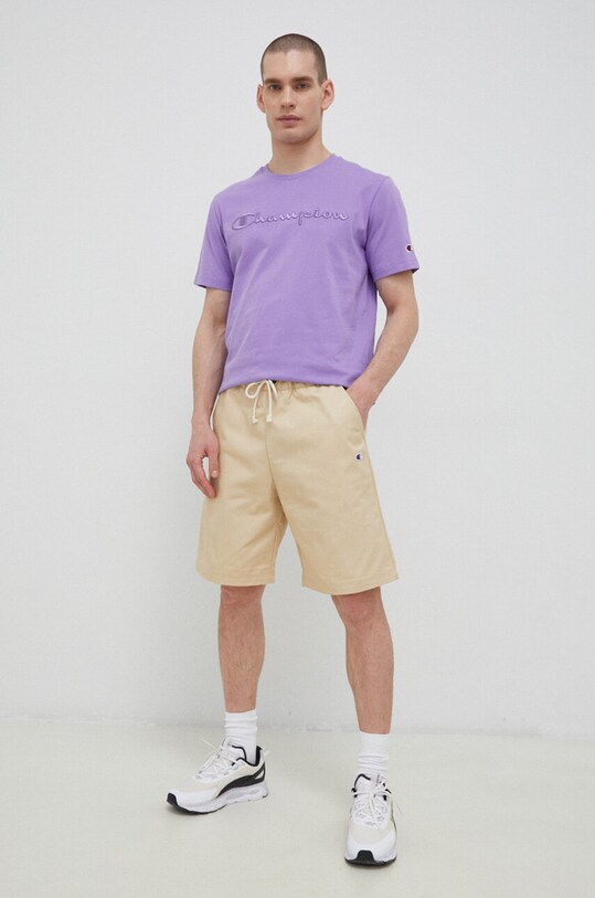 Champion t-shirt bawełniany 218490 fioletowy SS23