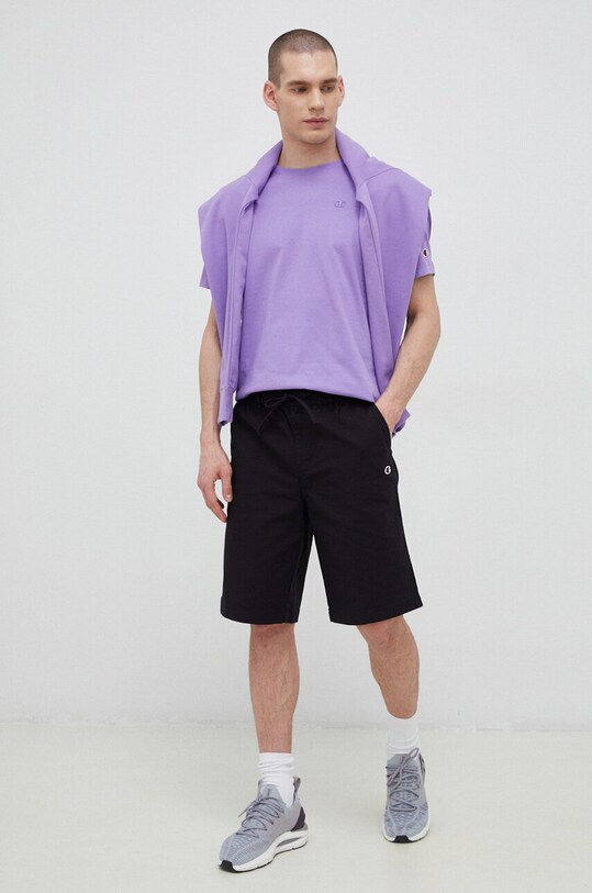 Хлопковая футболка Champion 218496 фиолетовой AW23
