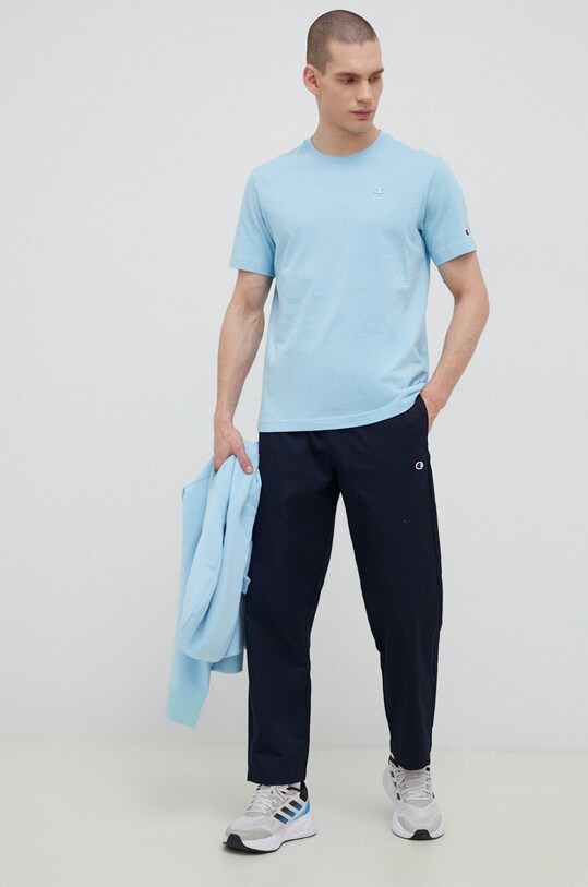 Champion t-shirt bawełniany 218496 niebieski AW23