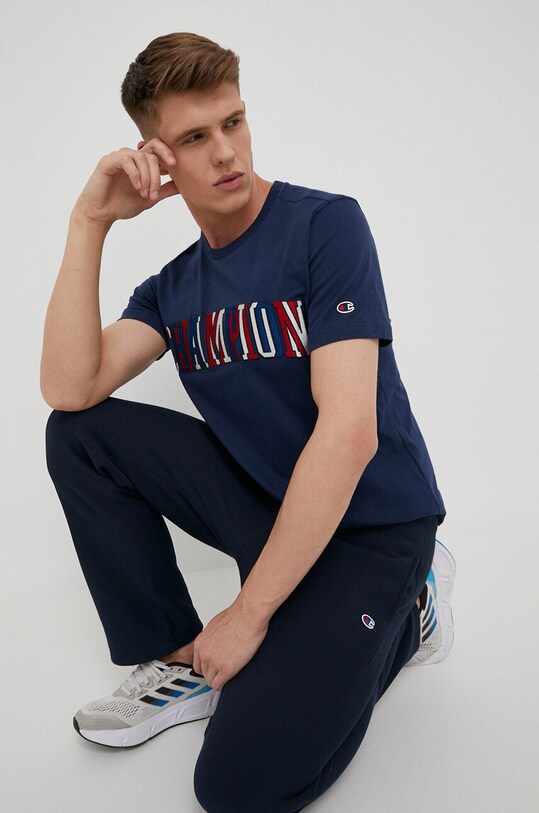 Βαμβακερό μπλουζάκι Champion 218512 σκούρο μπλε SS23