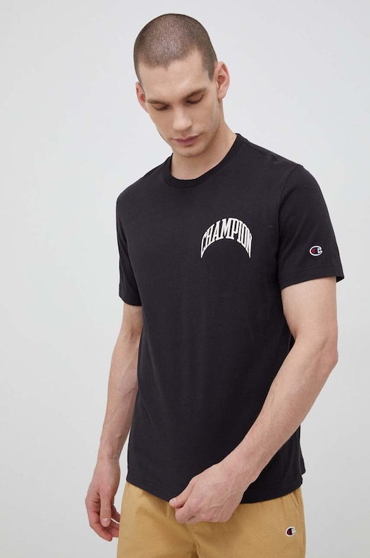 Odzież Champion t-shirt bawełniany 218521 czarny