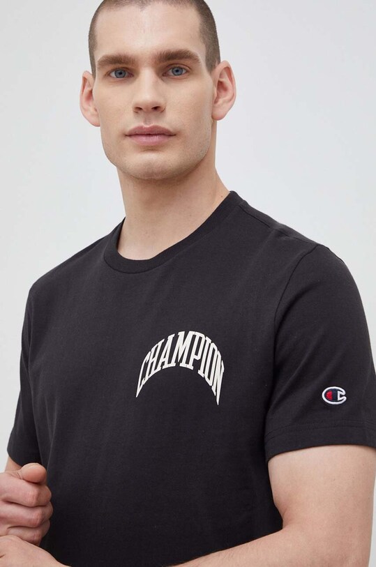 Champion t-shirt bawełniany czarny 218521