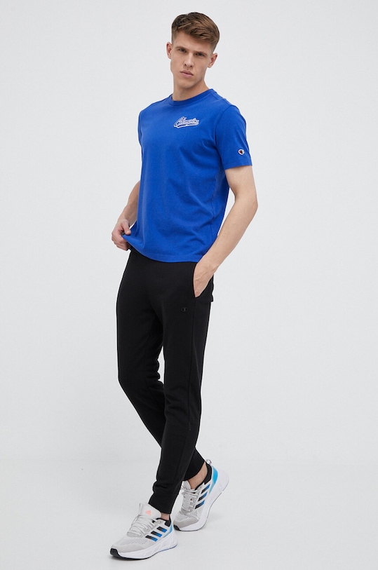 Champion t-shirt bawełniany 218526 niebieski SS23
