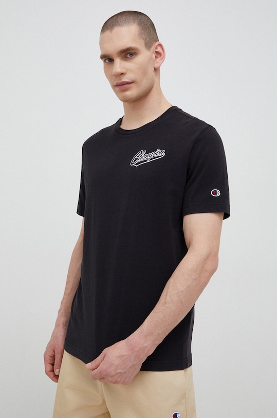 Champion t-shirt bawełniany bawełna czarny 218526