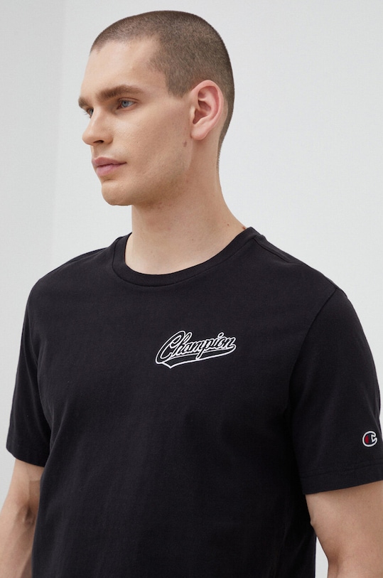 Odzież Champion t-shirt bawełniany 218526 czarny