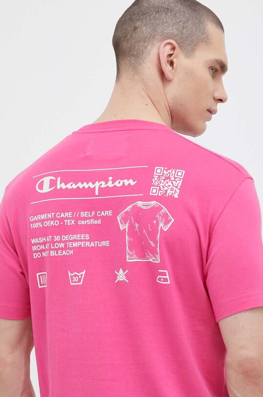 Хлопковая футболка Champion розовый 218550