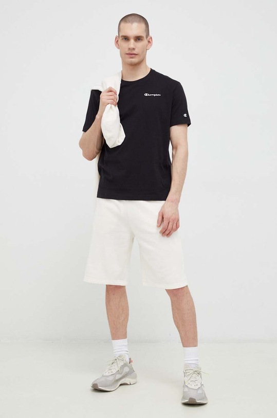 Champion t-shirt bawełniany 218550 czarny SS23