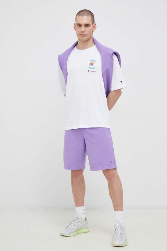 Champion t-shirt bawełniany nadruk biały 218630
