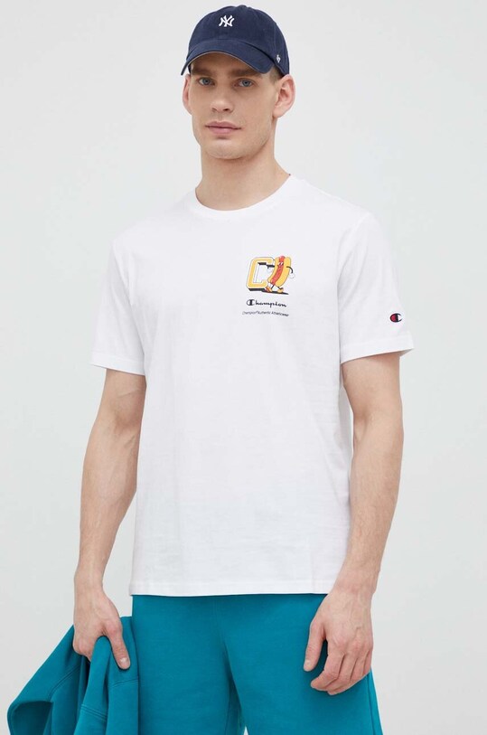 Champion t-shirt bawełniany 218631 biały SS23
