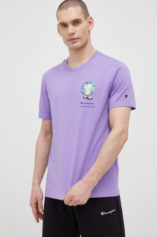Odzież Champion t-shirt bawełniany 218631 fioletowy