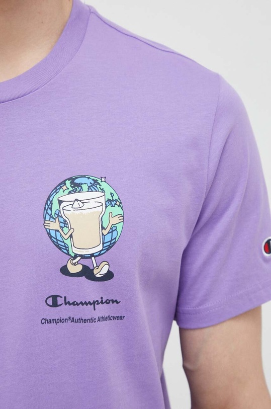 Champion t-shirt bawełniany 218631 fioletowy