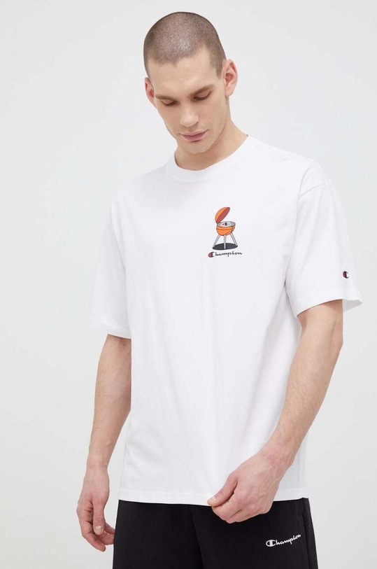 Champion t-shirt bawełniany 218632 biały SS23