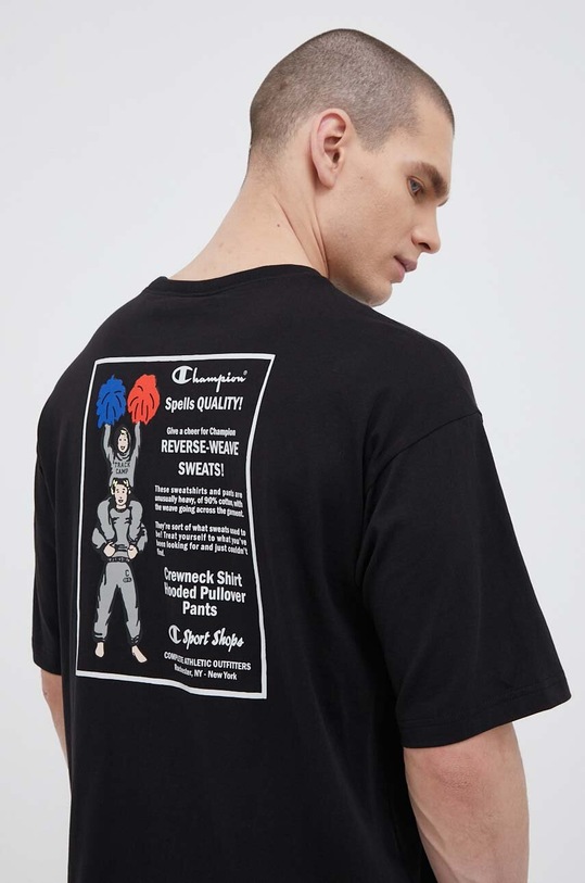 Champion t-shirt bawełniany nadruk czarny 218640