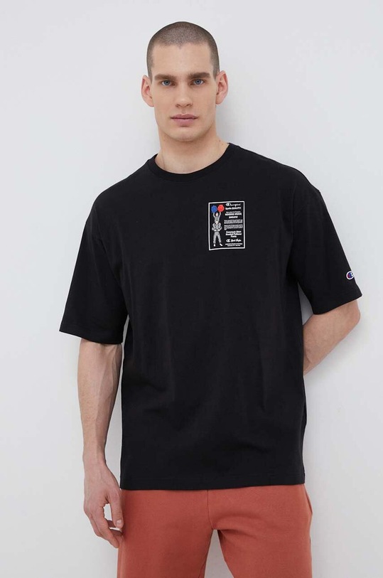 Odzież Champion t-shirt bawełniany 218640 czarny