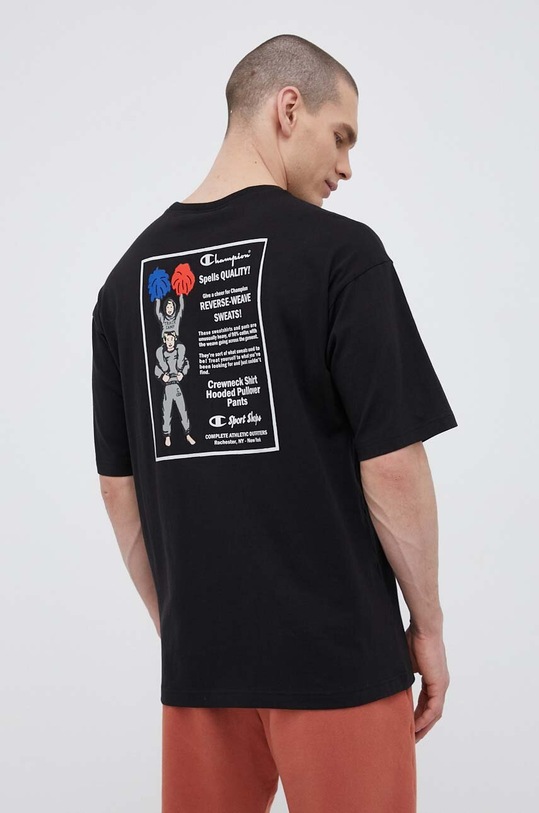 Champion t-shirt bawełniany czarny 218640