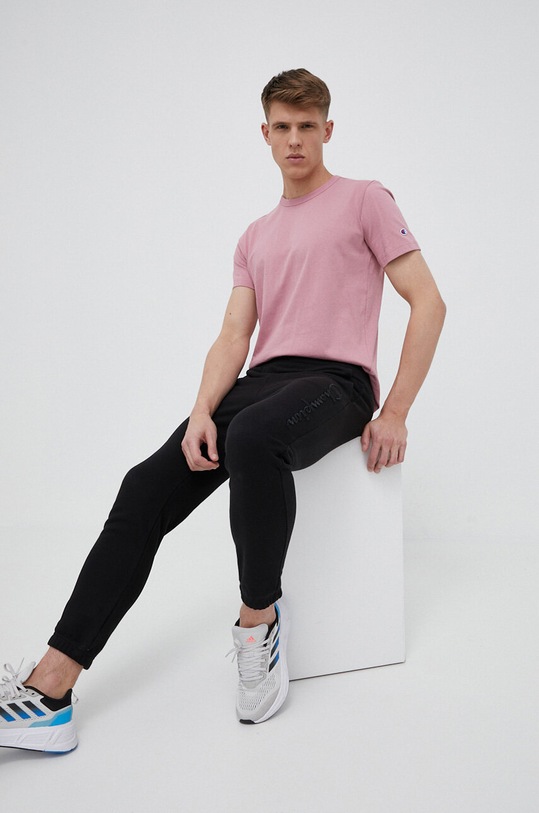 Champion t-shirt bawełniany 218905 różowy SS23