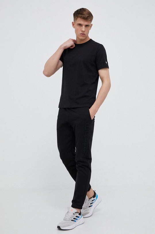 Champion t-shirt bawełniany 218905 czarny SS23