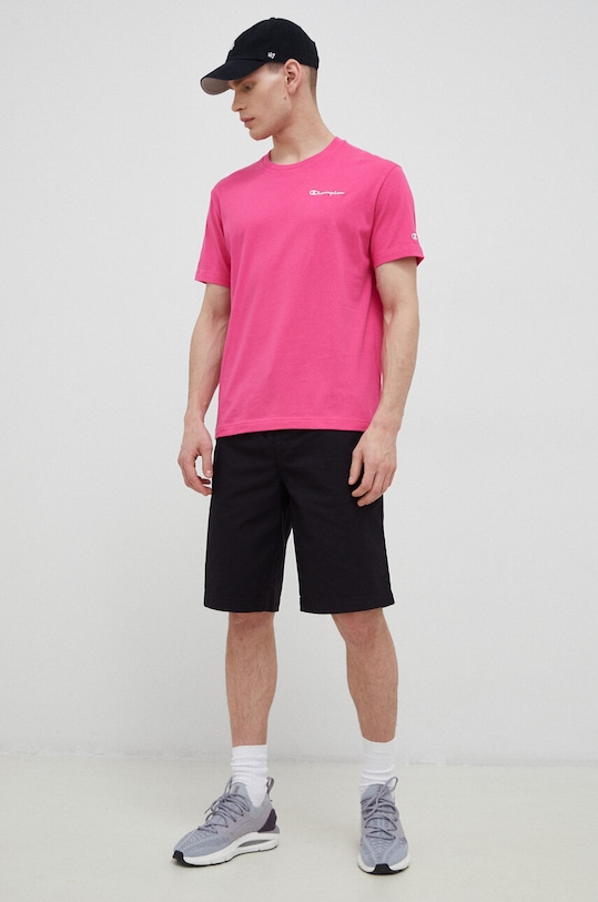 Хлопковая футболка Champion 218928 розовый SS23