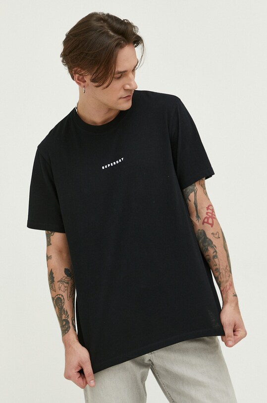 Superdry t-shirt bawełniany nadruk czarny M1011637A.02A