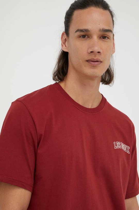 Βαμβακερό μπλουζάκι Les Deux μπορντό LDM101113