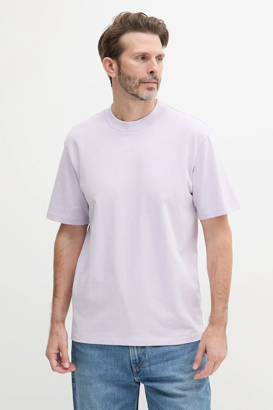 Памучна тениска HUGO стандартна виолетов 50488330