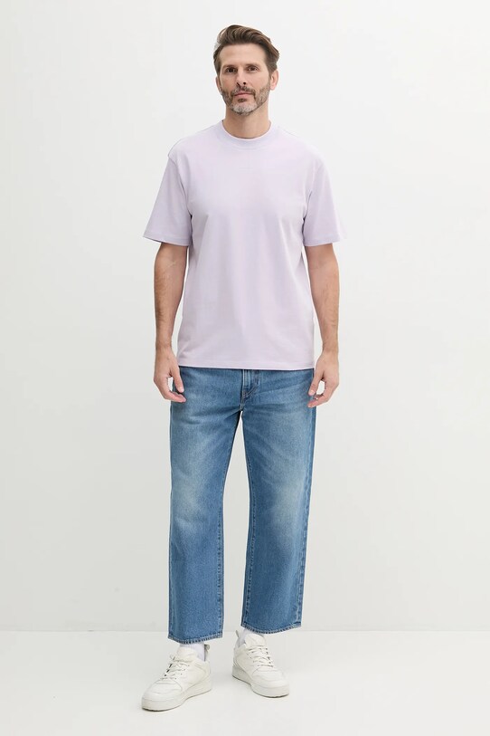 Памучна тениска HUGO 50488330 виолетов NC00