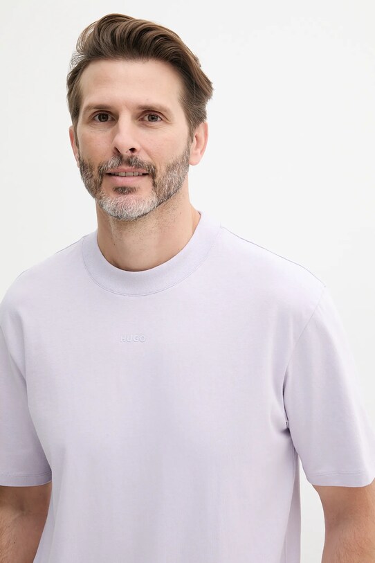 Памучна тениска HUGO виолетов 50488330