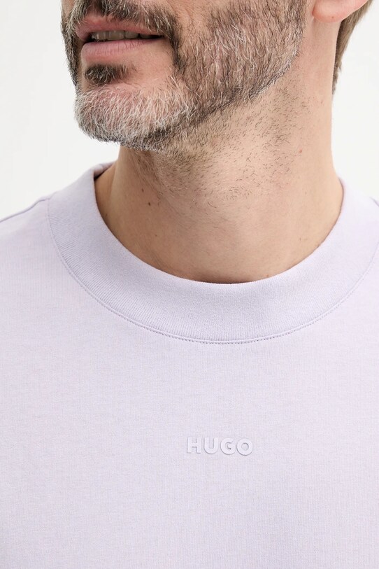 Памучна тениска HUGO 50488330 виолетов
