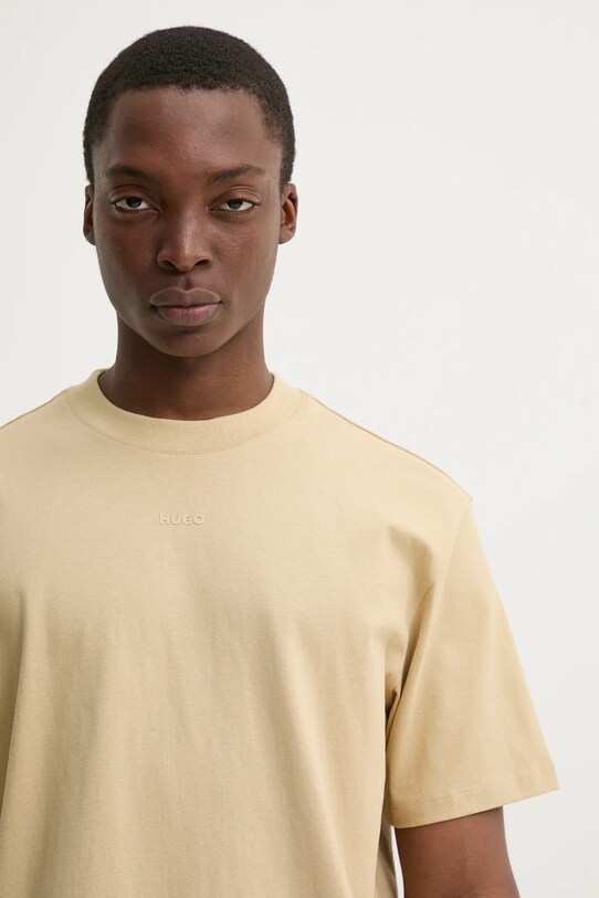 HUGO t-shirt bawełniany beżowy 50488330