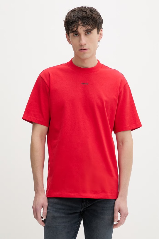 HUGO T-shirt męski bawełniany Dapolino czerwony 50488330