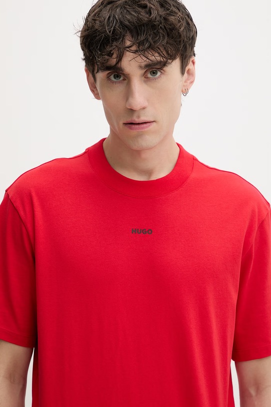 HUGO T-shirt męski bawełniany Dapolino czerwony 50488330