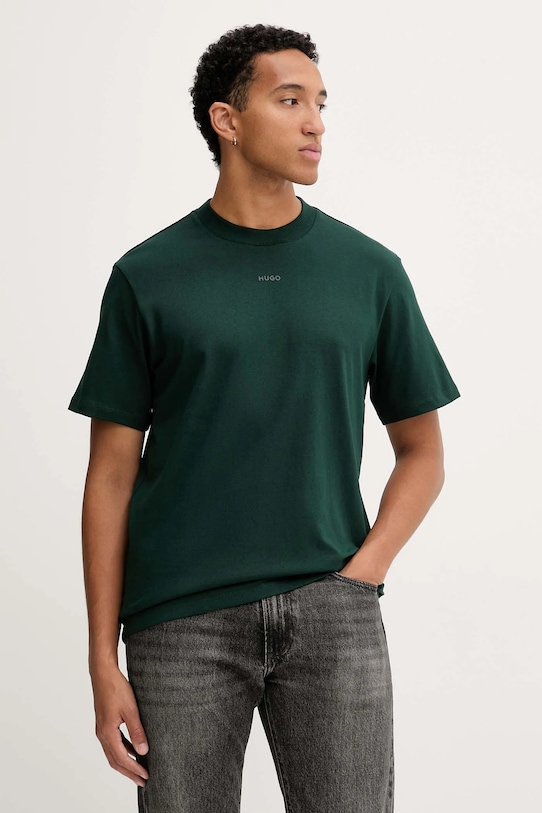 Памучна тениска HUGO зелен 50488330