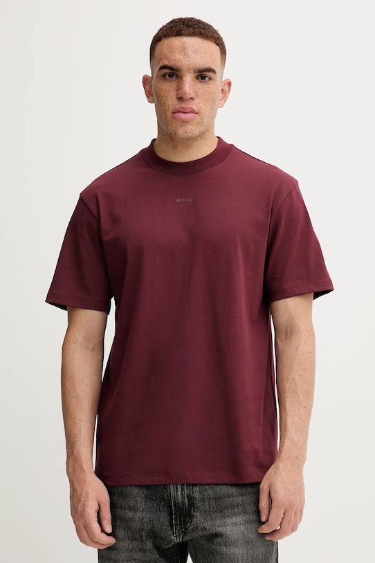 HUGO t-shirt bawełniany bordowy 50488330