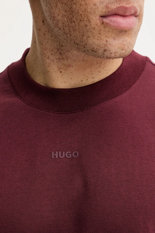 Βαμβακερό μπλουζάκι HUGO 50488330 μπορντό