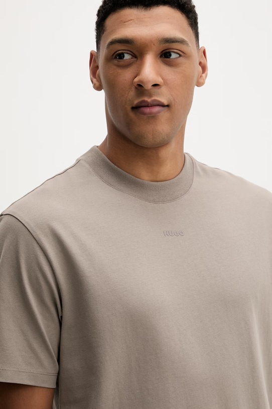 Bavlněné tričko HUGO hnědá 50488330