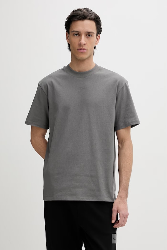 Βαμβακερό μπλουζάκι HUGO γκρί 50488330