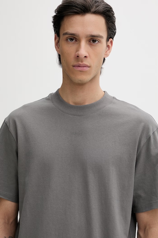 Βαμβακερό μπλουζάκι HUGO γκρί 50488330